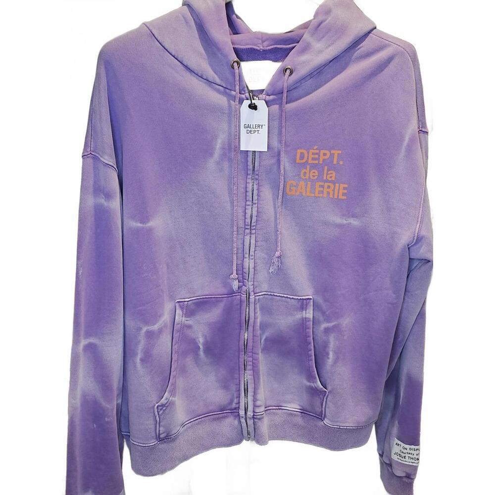 GALLERY DEPT HOODIE Purple French Logo Sun-Faded - LARGE